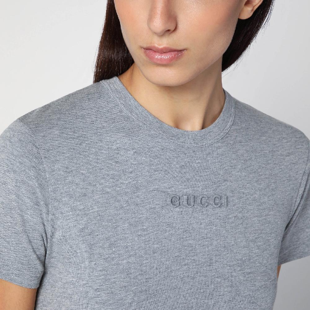 GUCCI T-shirt grigia mélange in cotone Vendita calda