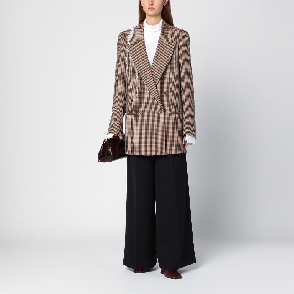 Dries Van Noten Giacca doppiopetto con motivo vichy in lana Offerte stagionali
