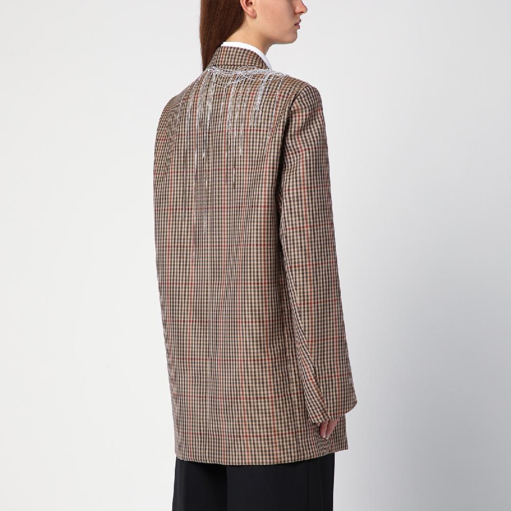 Dries Van Noten Giacca doppiopetto con motivo vichy in lana Offerte stagionali