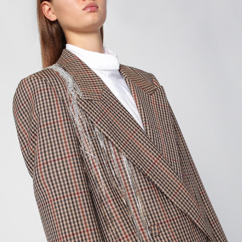 Dries Van Noten Giacca doppiopetto con motivo vichy in lana Offerte stagionali