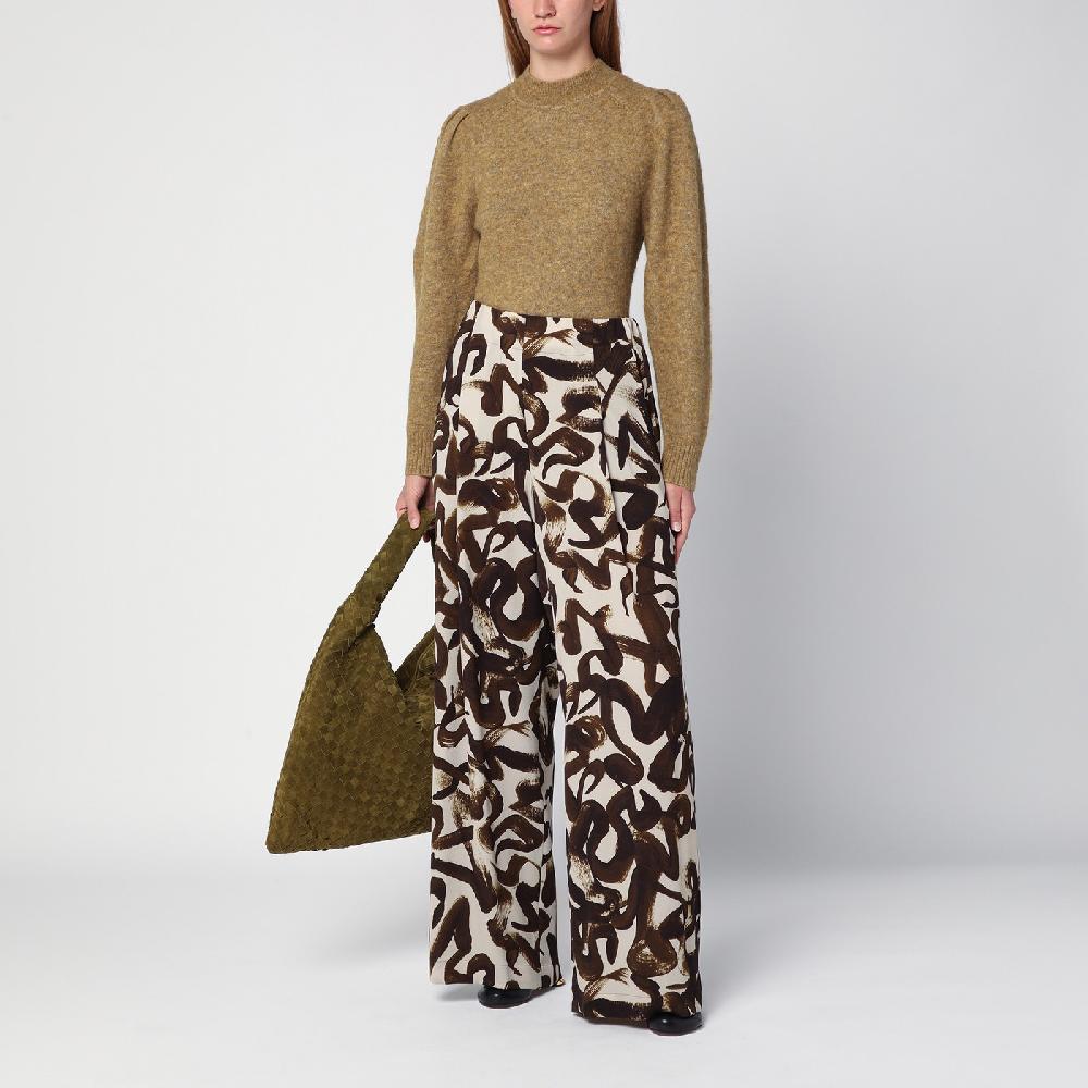 Dries Van Noten Pantalone ampio con stampa marrone Enormi risparmi