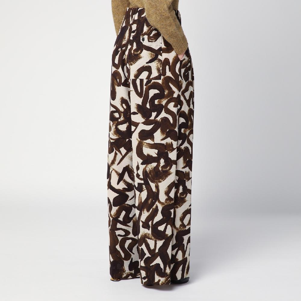 Dries Van Noten Pantalone ampio con stampa marrone Enormi risparmi