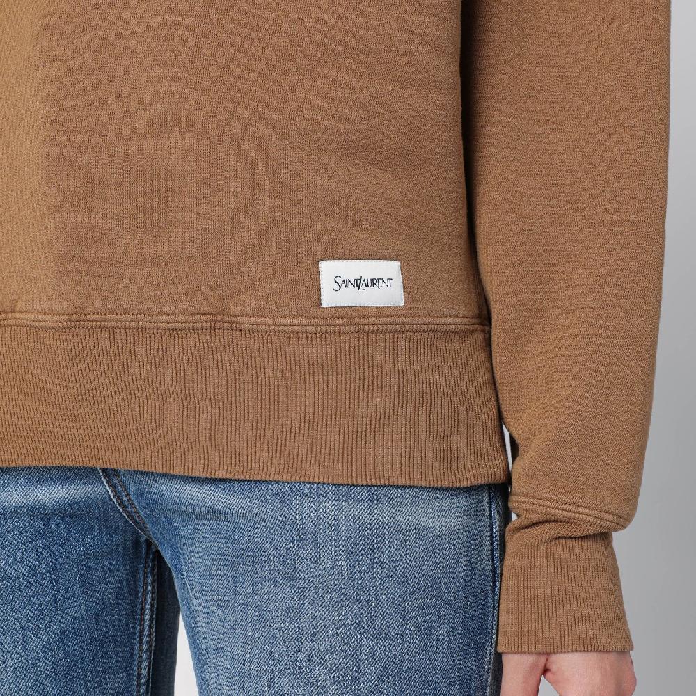 Saint Laurent Felpa color caramello in cotone felpato Sconti VIP