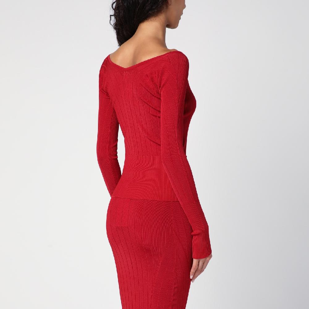 JACQUEMUS Maglia Le haut Pralù rossa in misto viscosa Ultimi tre giorni