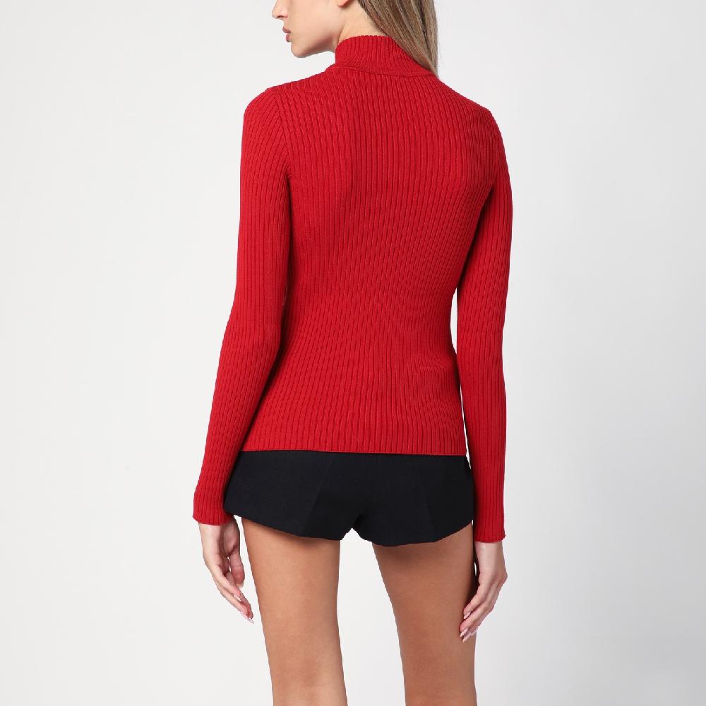 Courru00e8ges Maglia dolcevita rossa a coste Latest stili