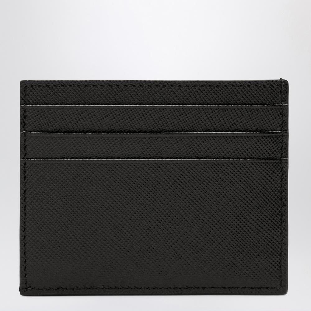 Prada Portacarte di credito nero in pelle Saffiano Fino al 55% di sconto