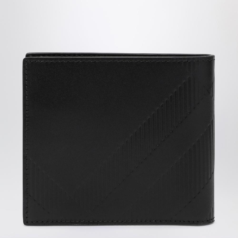 Burberry Portafoglio bi-fold nero in pelle Check impresso 50% di sconto con spedizione gratuita