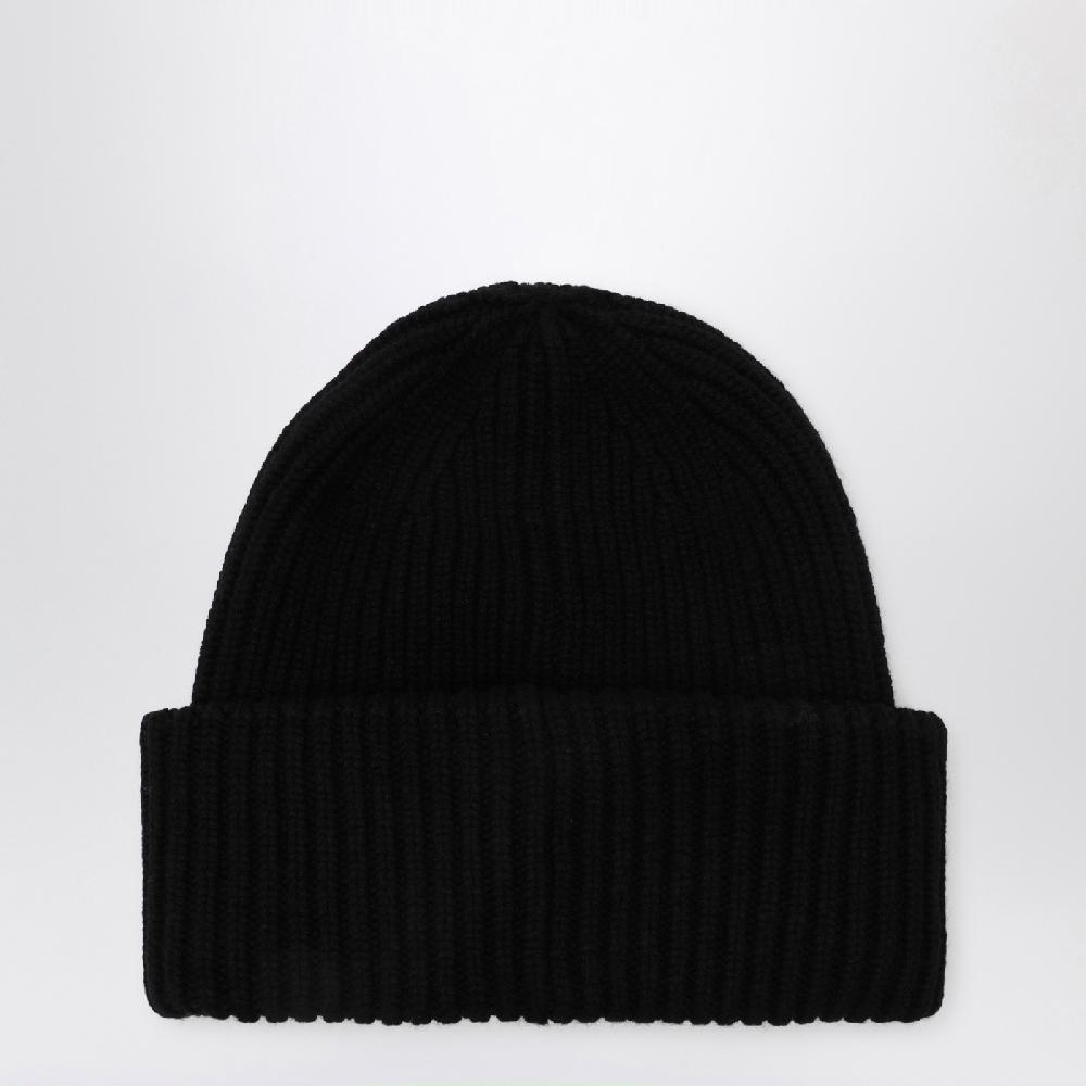 Moncler Cuffia nera in lana e cashmere Italy