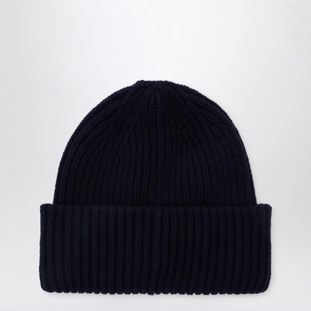Moncler Cuffia blu in lana e cashmere Italia