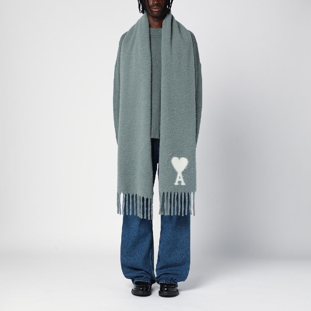 Ami Paris Sciarpa grigia chiara in misto alpaca Nuovo