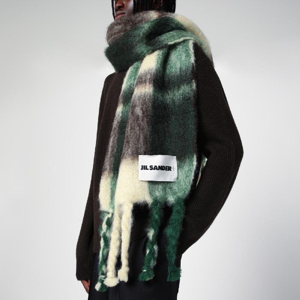 Jil Sander Sciarpa gialla/marrone/verde in misto mohair Pezzi Unici