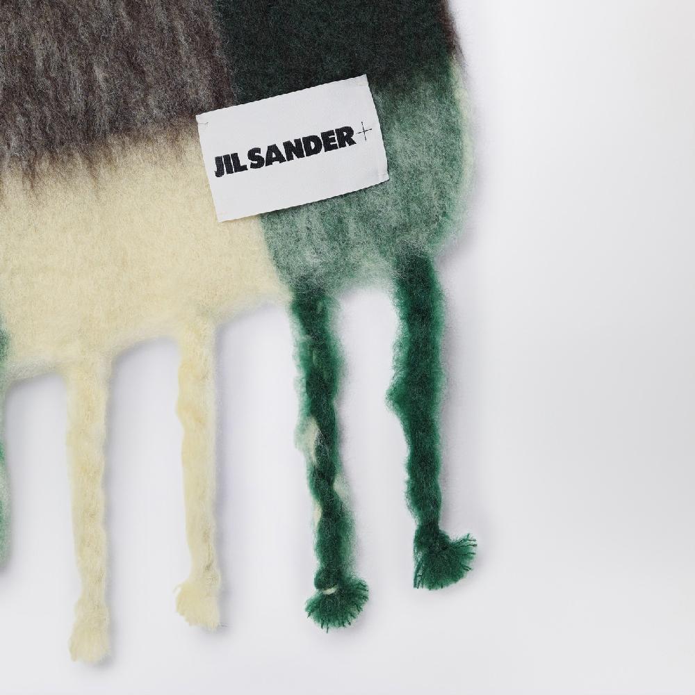 Jil Sander Sciarpa gialla/marrone/verde in misto mohair Pezzi Unici