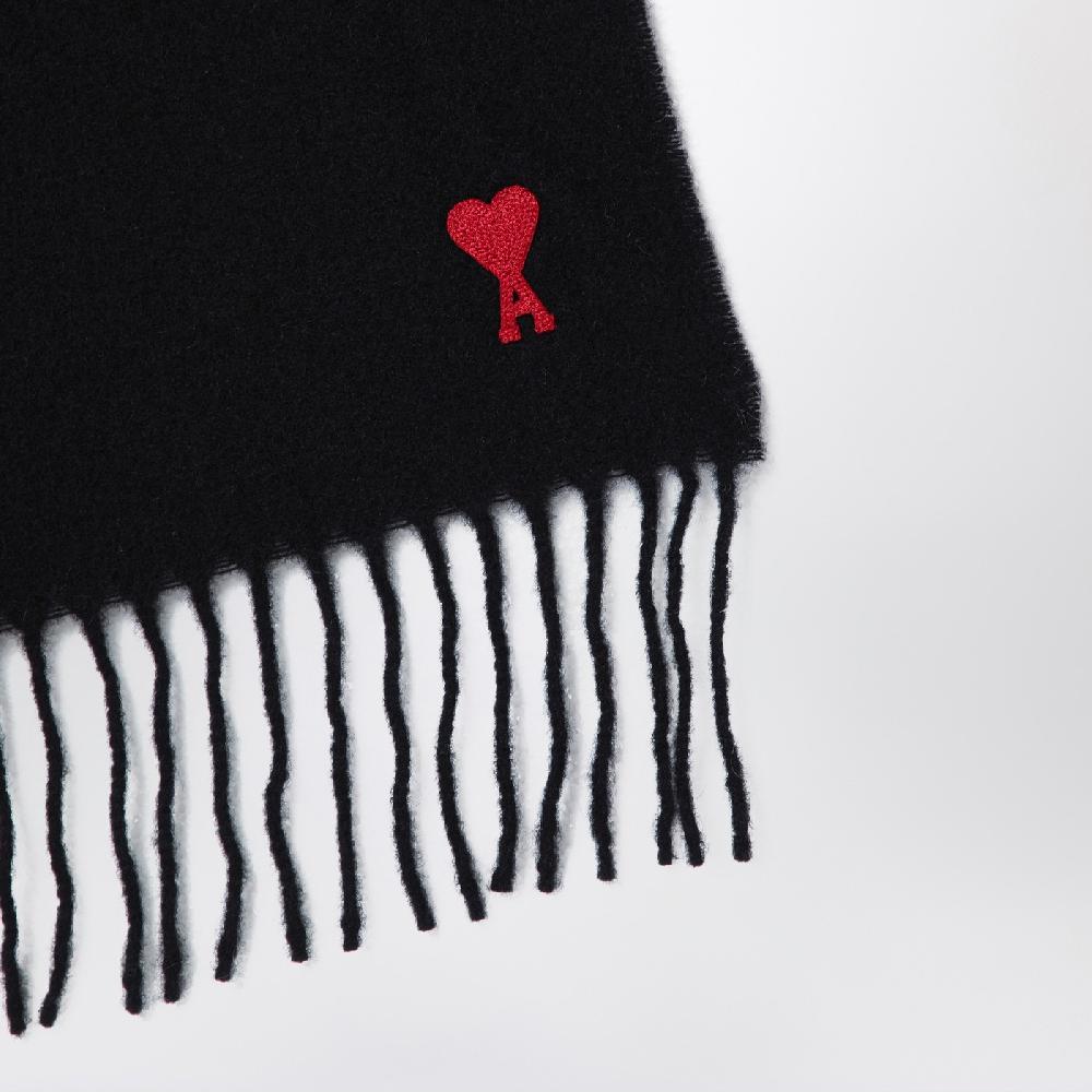 Ami Paris Sciarpa Ami De Coeur nera in lana Acquista Ora