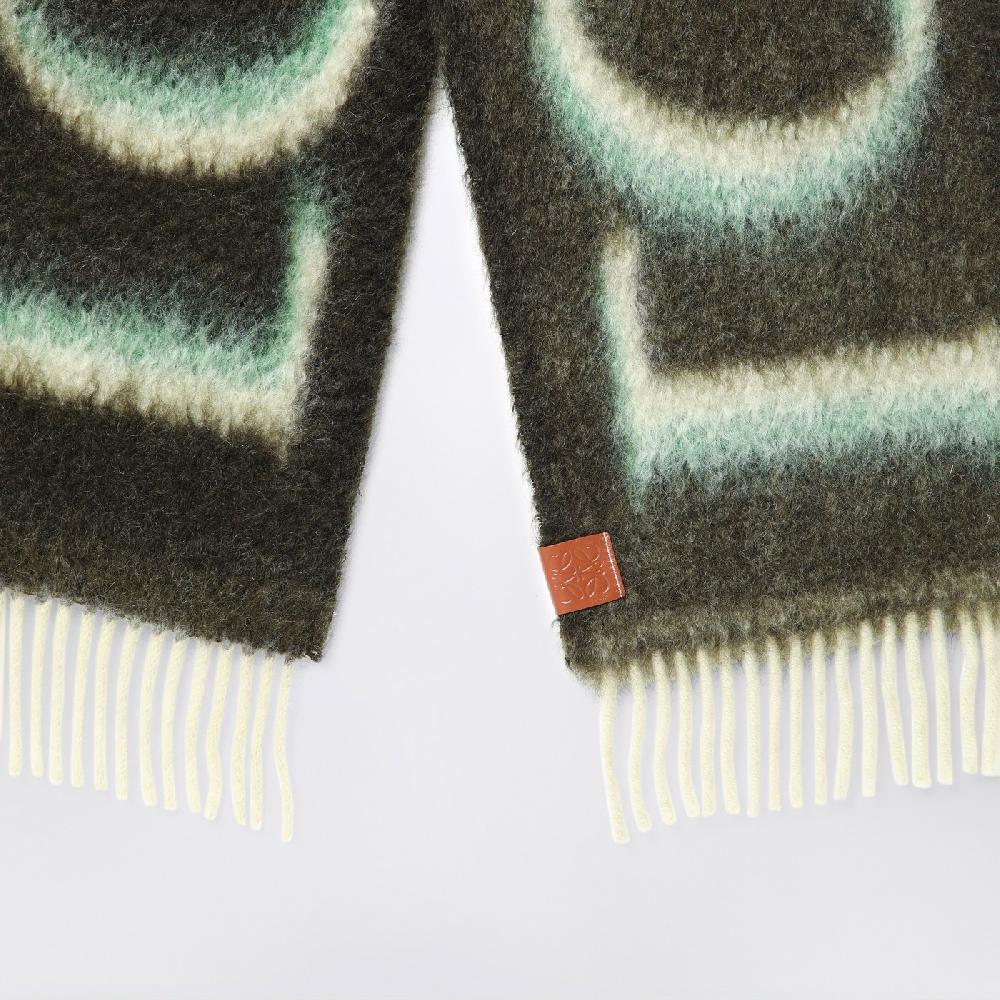 Loewe Sciarpa verde/bianca in lana e mohair Shopping Online