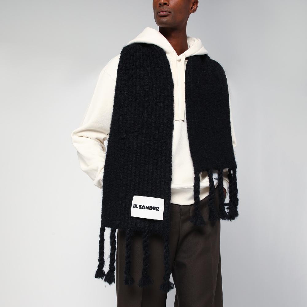 Jil Sander Sciarpa nera in misto mohair Convenienza