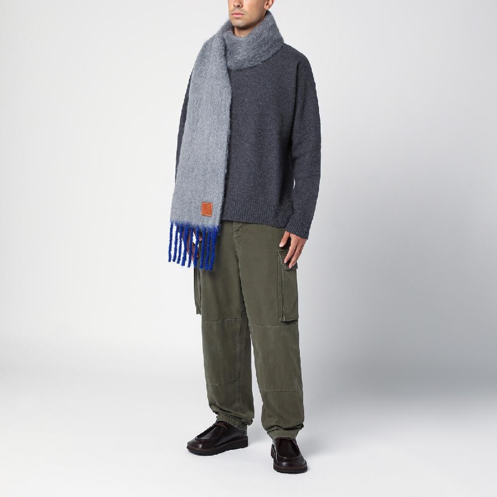 Loewe Sciarpa grigia/blu in mohair e lana Sconto