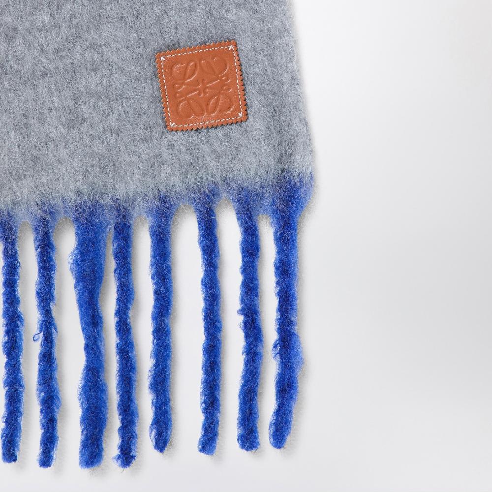 Loewe Sciarpa grigia/blu in mohair e lana Sconto