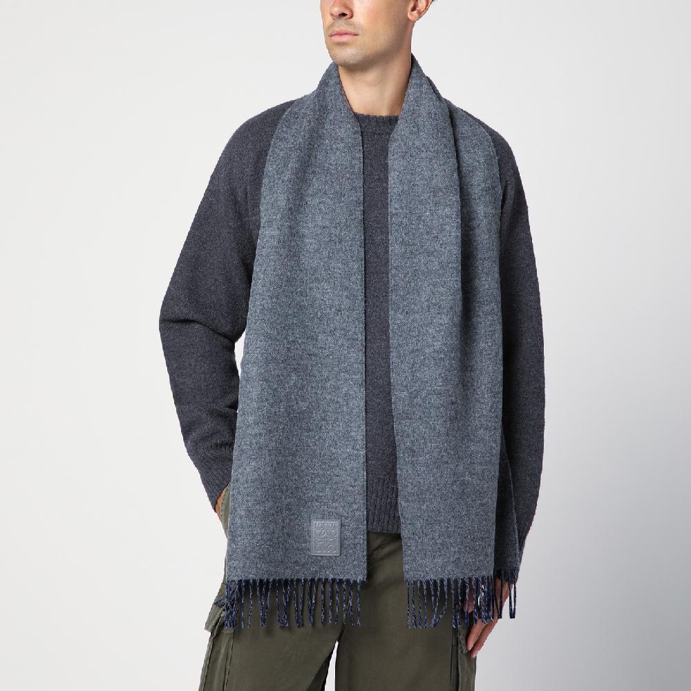 Loewe Sciarpa grigia/blu in lana e cashmere Offerta