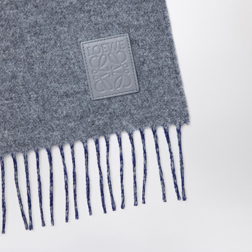 Loewe Sciarpa grigia/blu in lana e cashmere Offerta