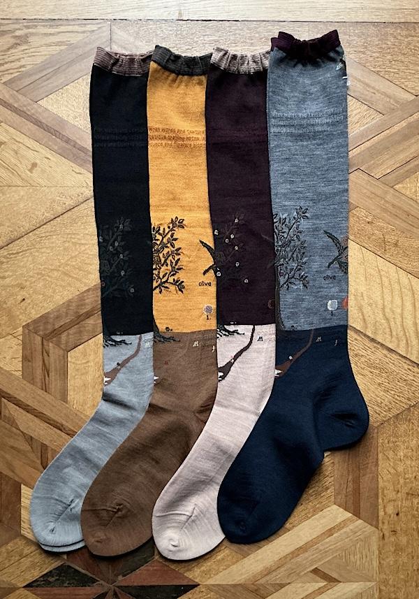 Rose & Lini ANTIPAST WOOL “OLIVE HARVEST” AM-790HS LONG SOCKS MUSTARD Moda