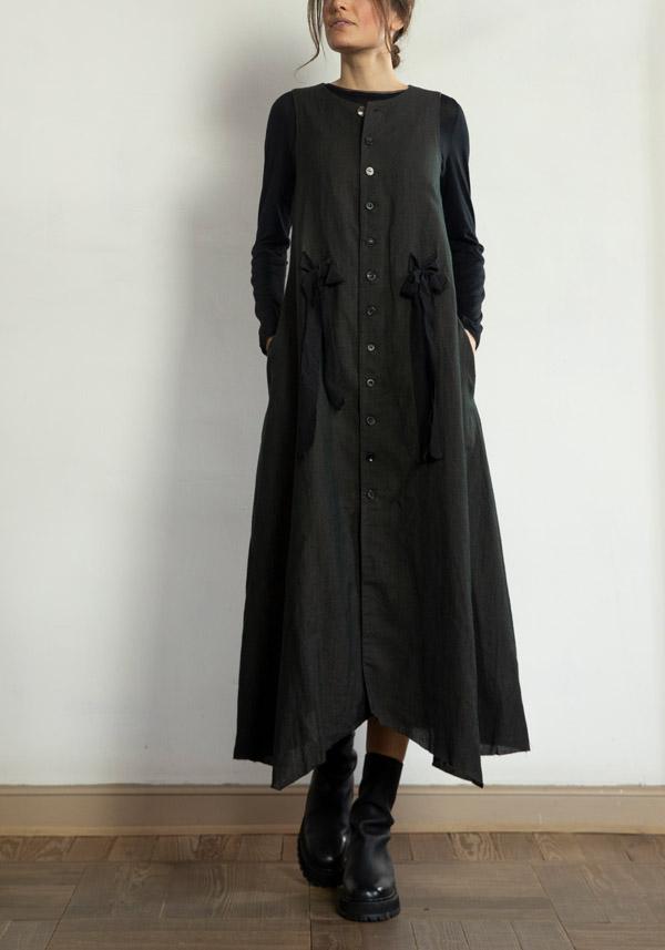 Rose & Lini A TENTATIVE ATELIER WOOL “SISSAL” DARK BROWN DRESS Hotsell