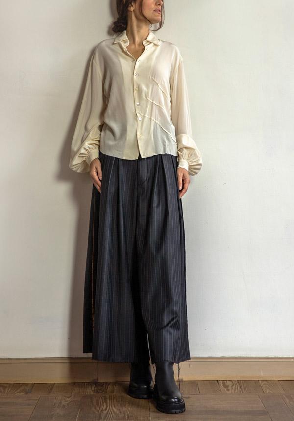 Rose & Lini A TENTATIVE ATELIER COTTON “STRIPED” CHARCOAL PANTS Vendita Economica