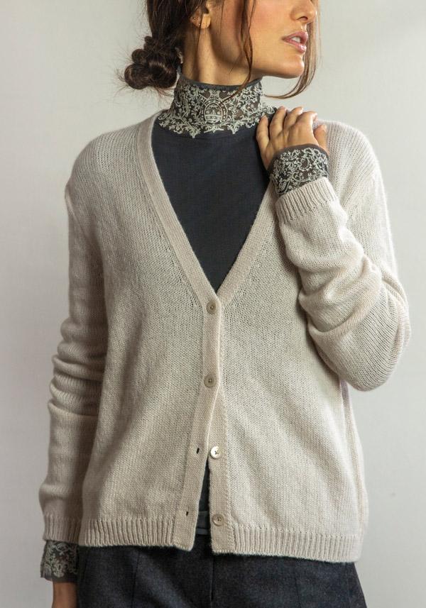 Rose & Lini PRIVATE 0204 CASHMERE “182” SABLE CARDIGAN Spedizione Gratuita
