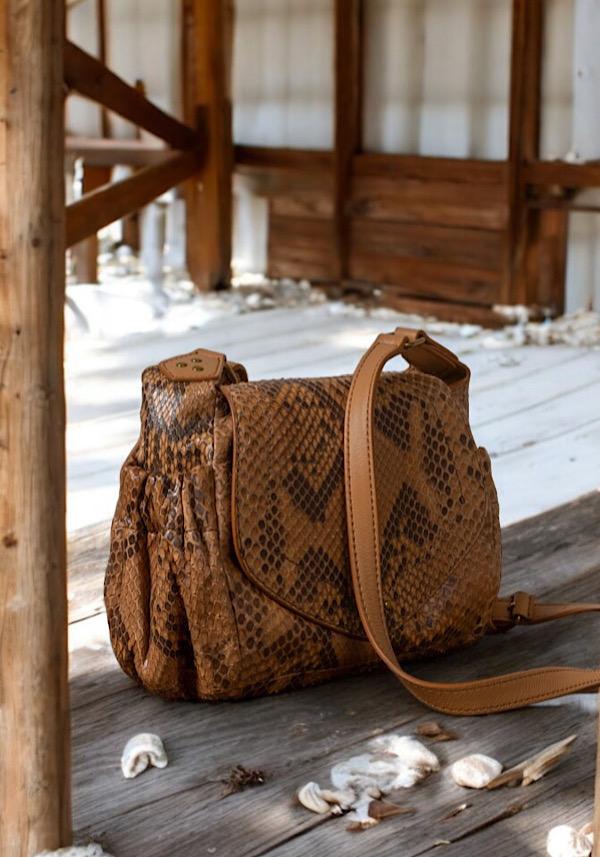 Rose & Lini JÉRÔME DREYFUSS “HELMUT S” GOLD PYTHON BAG Negozio