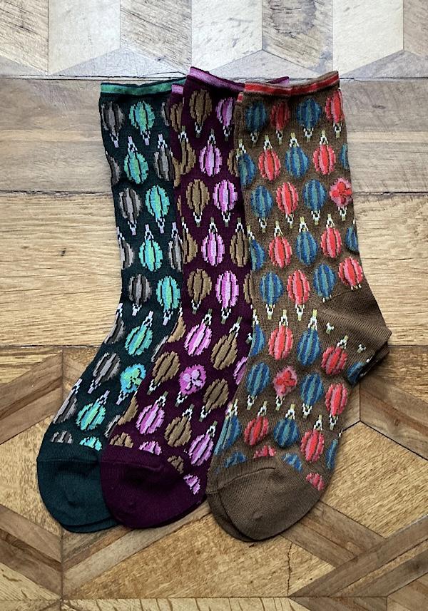 Rose & Lini ANTIPAST WOOL “FLOATING DROPS” AS-224 SOCKS GREEN In Linea