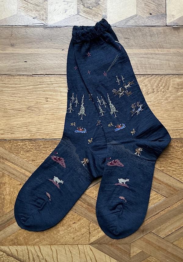 Rose & Lini ANTIPAST WOOL “LAGOM” AM-792 SOCKS BLUE Shopping Online