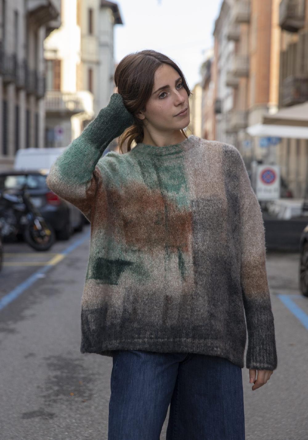 Rose & Lini FISSORE CASHMERE “MARIANNE 26” MULTICOLOR PULLOVER Vendite Flash
