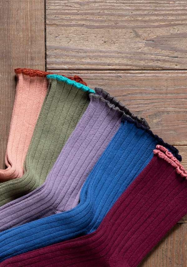Rose & Lini COLLEGIEN “DELPHINE” RIBBED SOCKS BORDEAUX Prezzo Ridotto