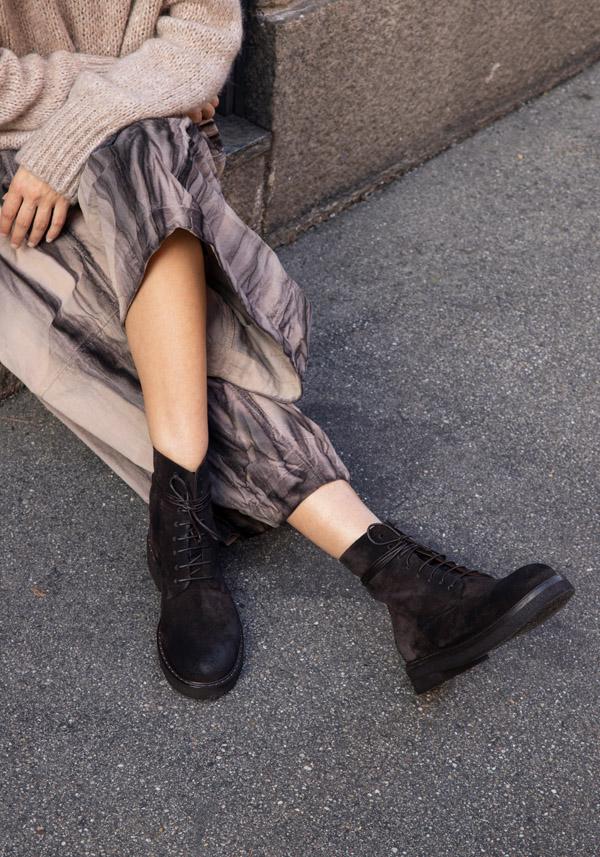 Rose & Lini MARSÈLL “PARRUCCA” SUEDE MORO ANKLE BOOTS Vendita Calda