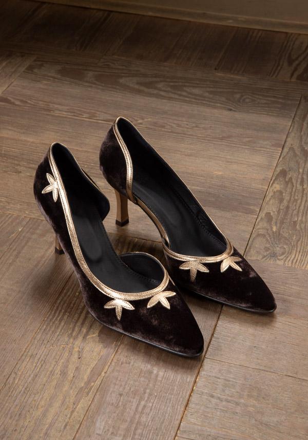 Rose & Lini ROSE’S ROSES “FRIDA” VELVET & LAMÉ HEELS Moda