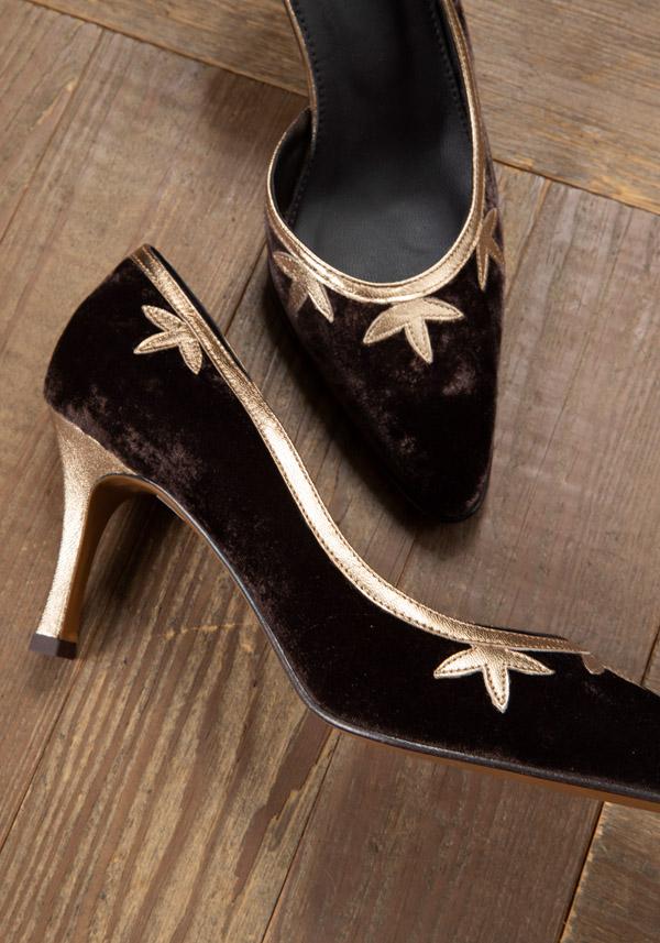 Rose & Lini ROSE’S ROSES “FRIDA” VELVET & LAMÉ HEELS Moda