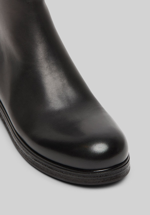 Rose & Lini MARSÈLL “ZUCCA ZEPPA” BLACK LEATHER ANKLE BOOTS Nuovo