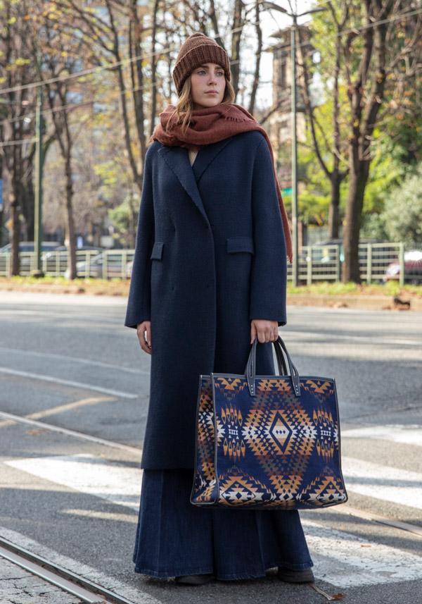 Rose & Lini BOBOUTIC WOOL NAVY LONG COAT “4778” Vendita