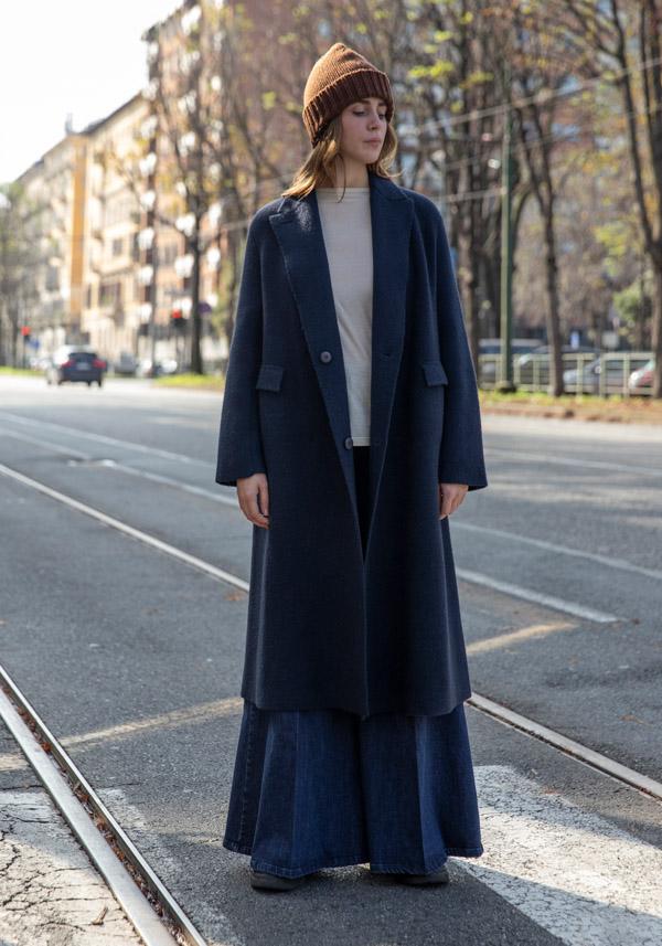 Rose & Lini BOBOUTIC WOOL NAVY LONG COAT “4778” Vendita
