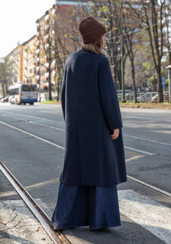 Rose & Lini BOBOUTIC WOOL NAVY LONG COAT “4778” Vendita