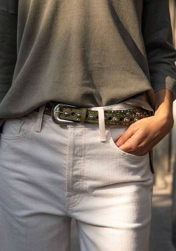 Rose & Lini NANNI MILITARY STUDDED LEATHER “BELT 336” Pezzi Unici