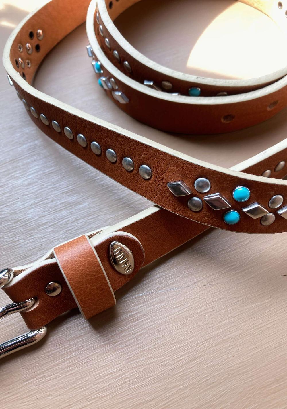 Rose & Lini NANNI GINGER STUDDED LEATHER “BELT 343” Qualità Garantita