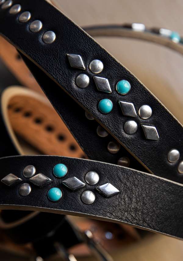 Rose & Lini NANNI BLACK STUDDED LEATHER “BELT 343” Acquista Ora