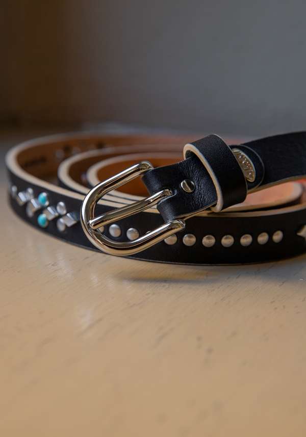 Rose & Lini NANNI BLACK STUDDED LEATHER “BELT 343” Acquista Ora