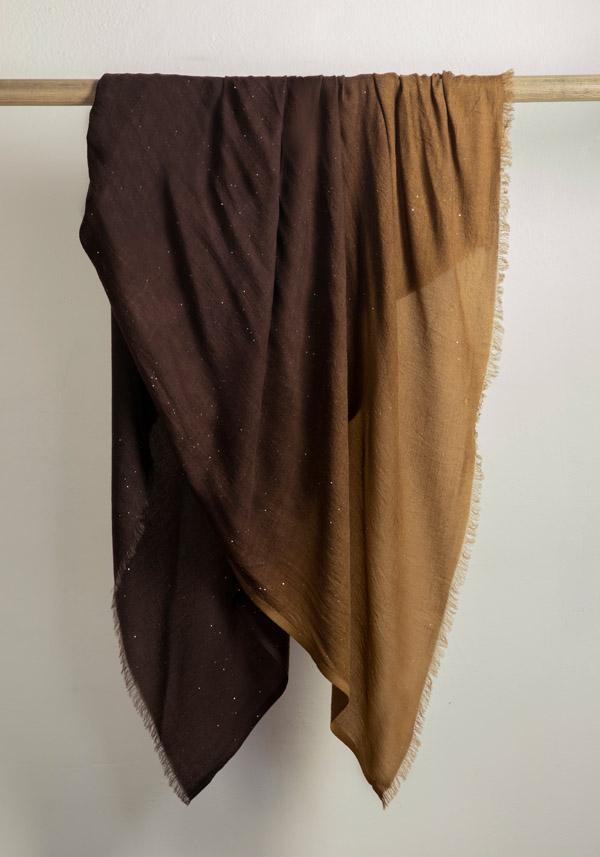 Rose & Lini FALIERO SARTI WOOL “RANIA” BROWN SEQUINED SHAWL Saldi