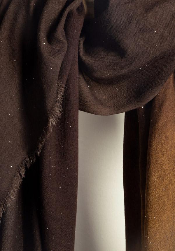 Rose & Lini FALIERO SARTI WOOL “RANIA” BROWN SEQUINED SHAWL Saldi