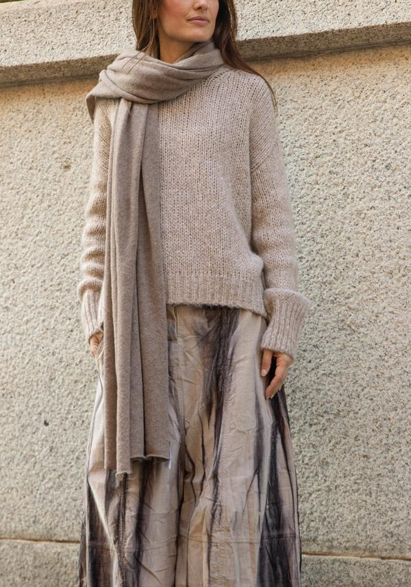 Rose & Lini FALIERO SARTI CASHMERE & WOOL “DUDI” TAUPE SCARF Vendita Calda
