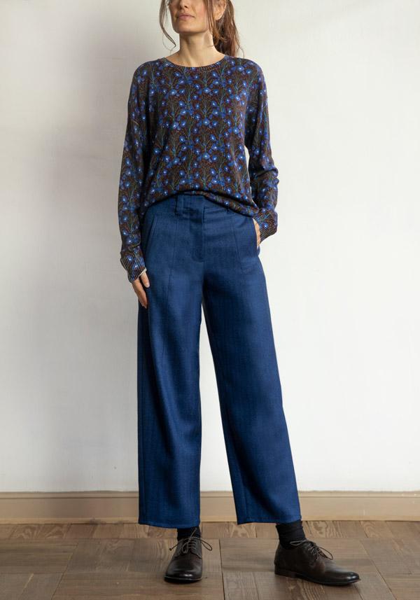 Rose & Lini BARBARA TANI WOOL “PANTS 462 LANA” BLUE Vendite Flash