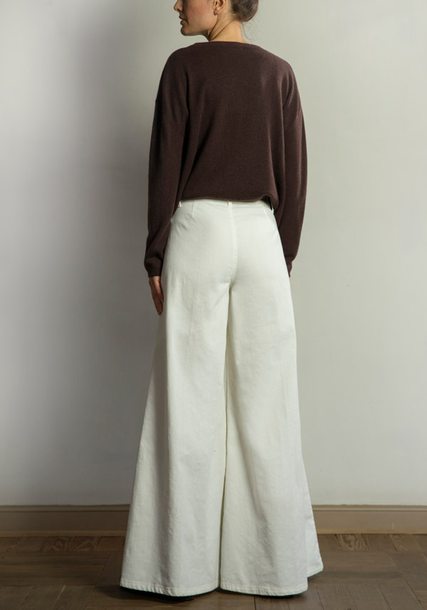 Rose & Lini PS. DON’T FORGET ME “GRACE DYED” WIDE LEG PANTS MILK Negozio