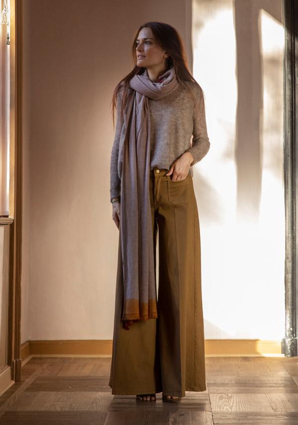 Rose & Lini MIRROR IN THE SKY CASHMERE “MIRROR MELANGE DIP DYE” EARTHY SHAWL Comprare a buon mercato
