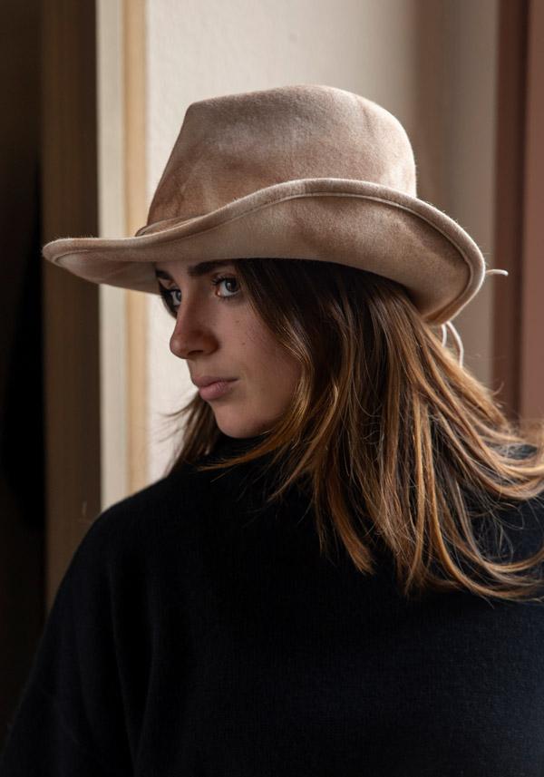 Rose & Lini YESEY “B MOUNTAIN” SAND FELTED HAT Flash Sale